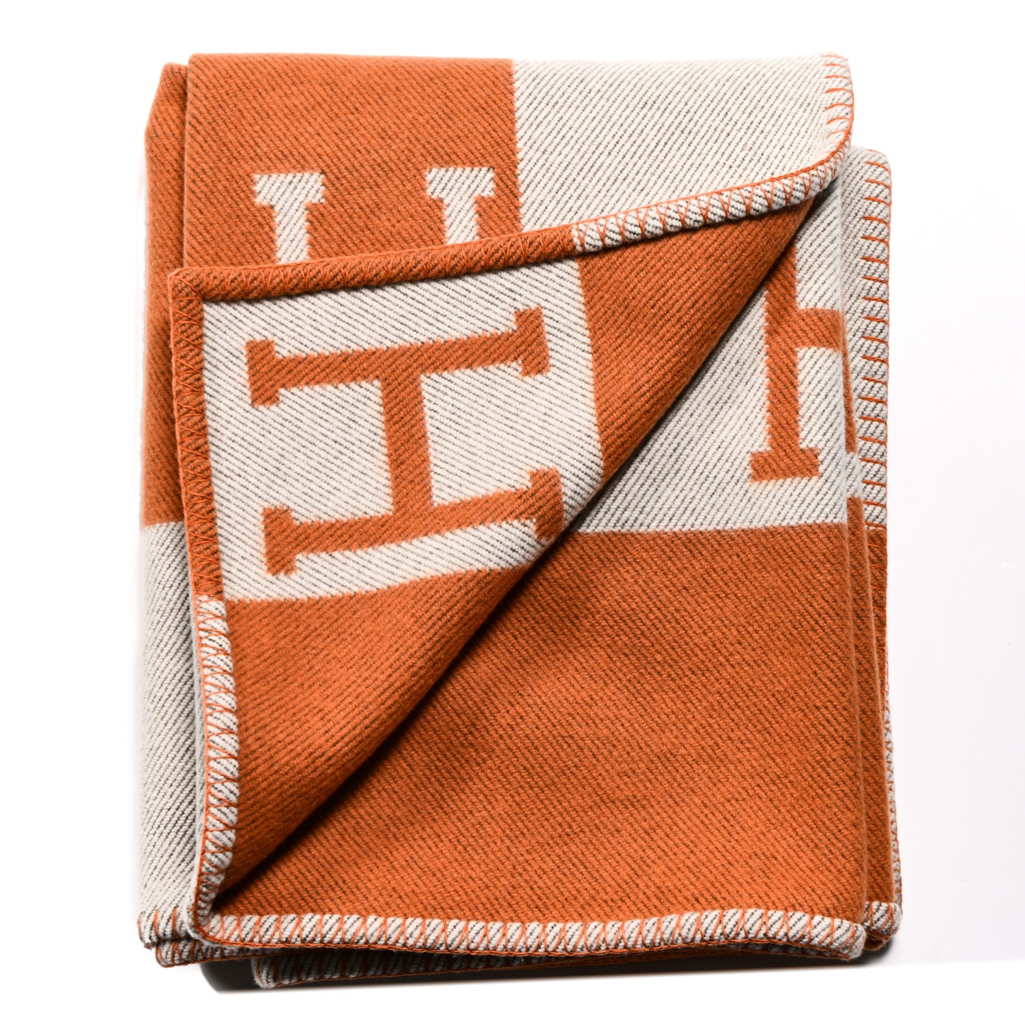 Wool Cashmere Signature Classic Avalon Blanket Ecru Potiron