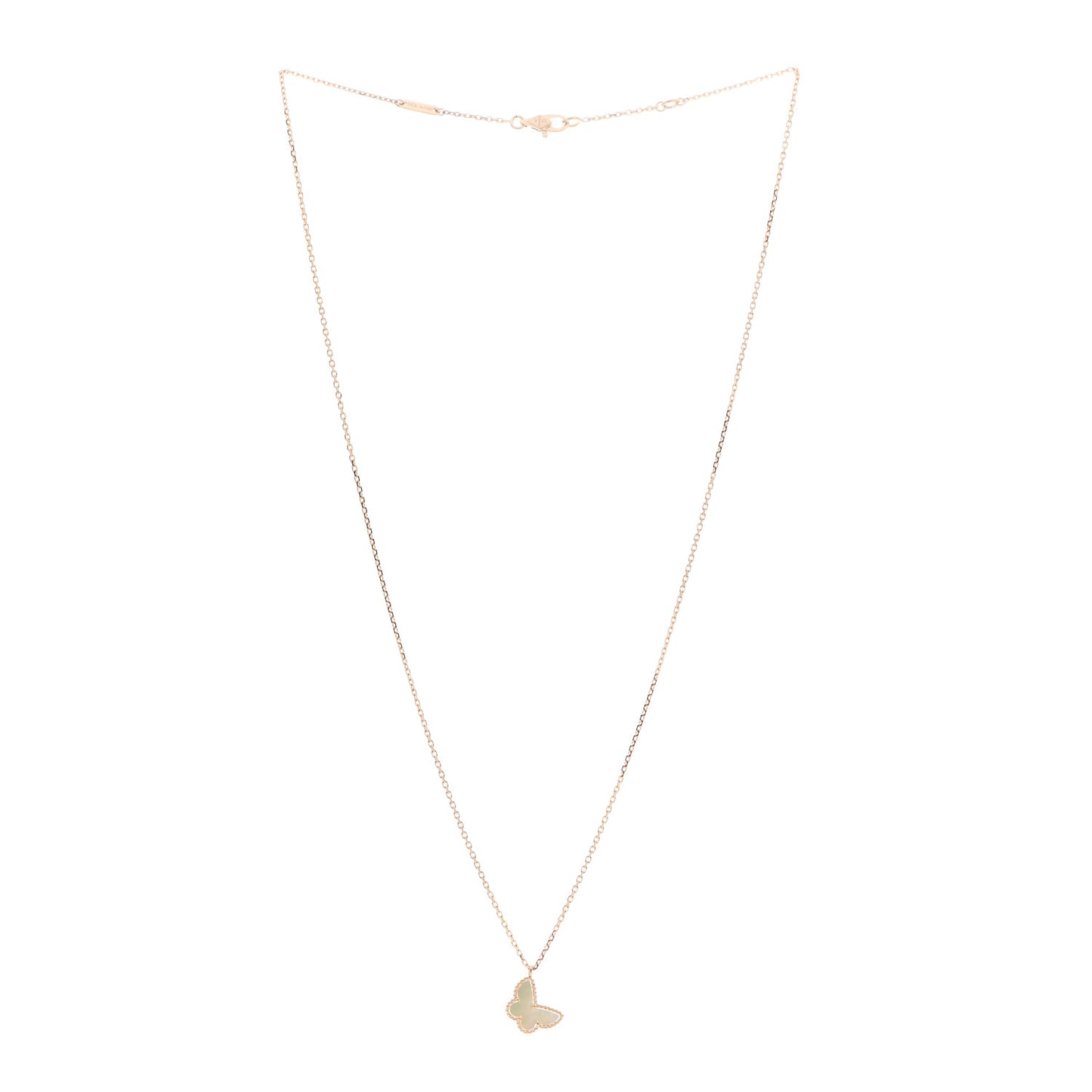 18K Yellow Gold Mother of Pearl Sweet Alhambra Butterfly Pendant Necklace