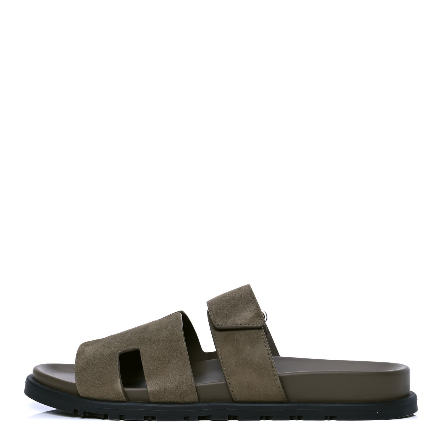 Hermes Suede Goatskin Mens Chypre Sandals 42 Vert Army 1 of 4