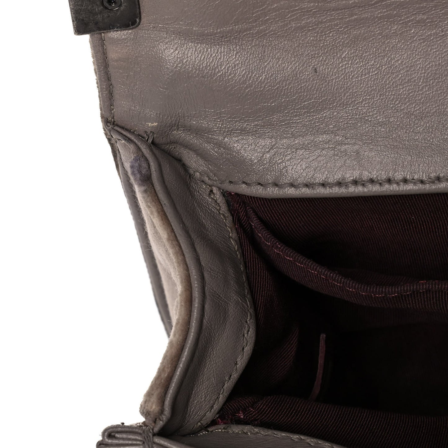 Velvet Quilted Small Boy Flap Grey