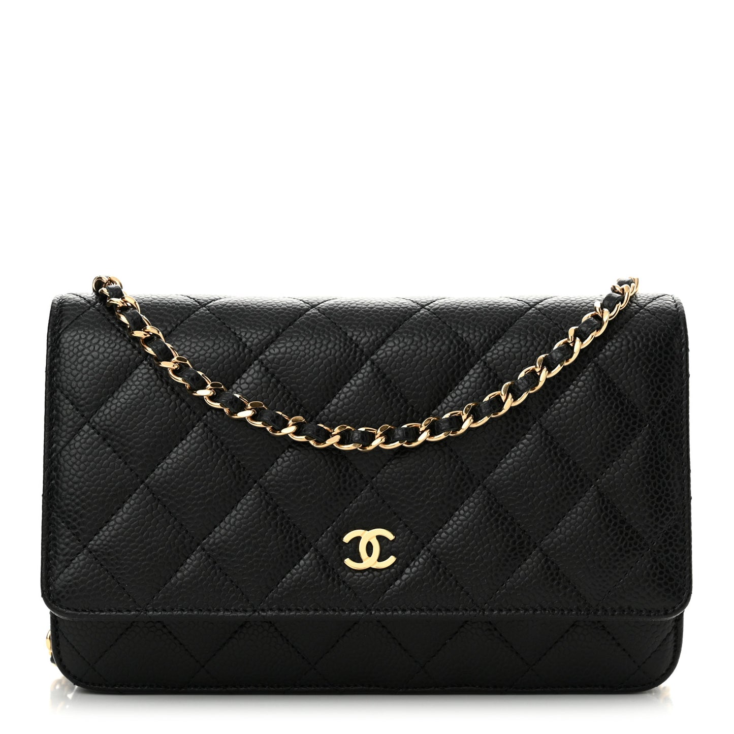 Caviar Quilted Wallet on Chain WOC Black