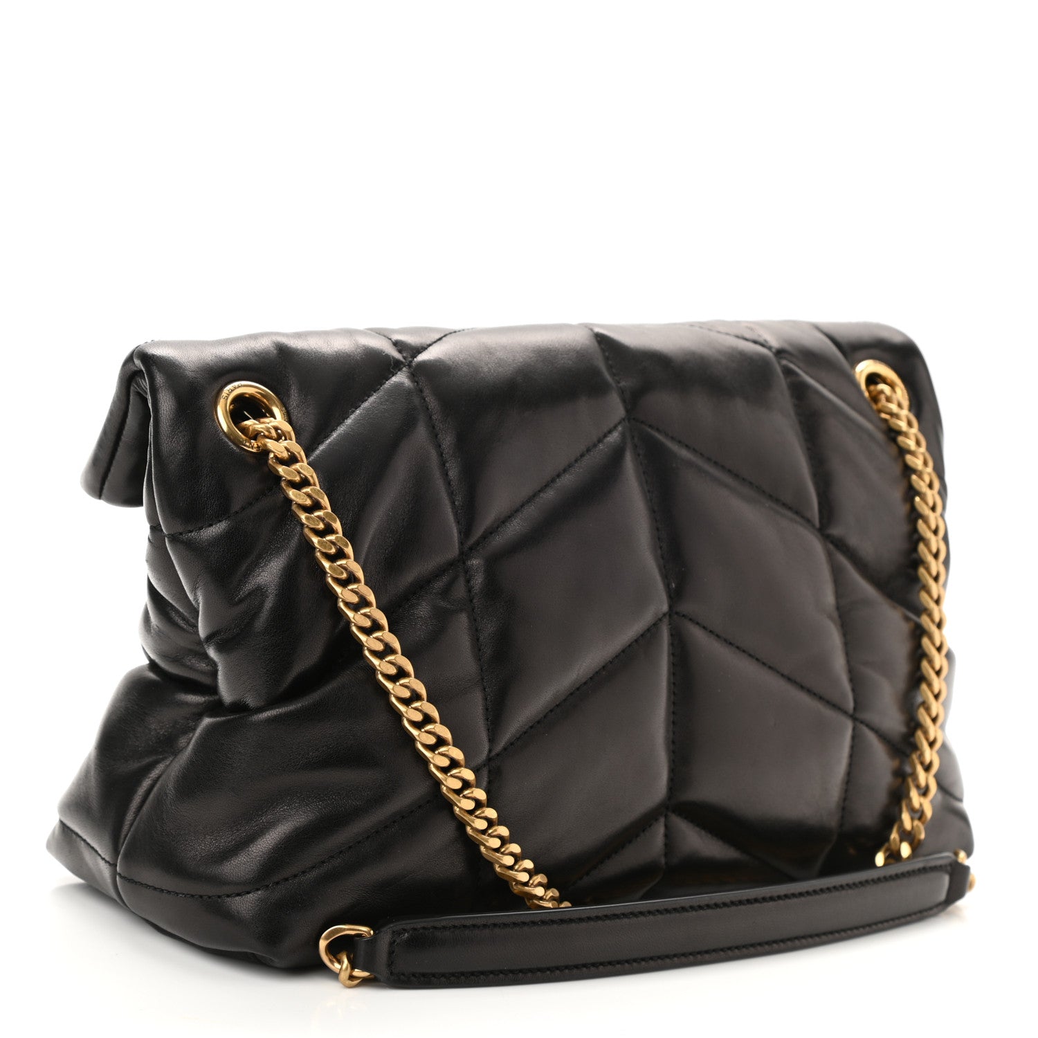 Saint Laurent Lambskin Quilted Small Loulou Puffer Monogram Chain Satchel Black 3 of 11