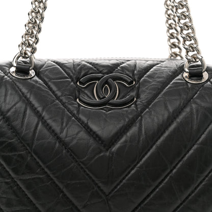 Chanel Aged Calfskin Chevron Quilted Bowling Bag Black 8 of 10