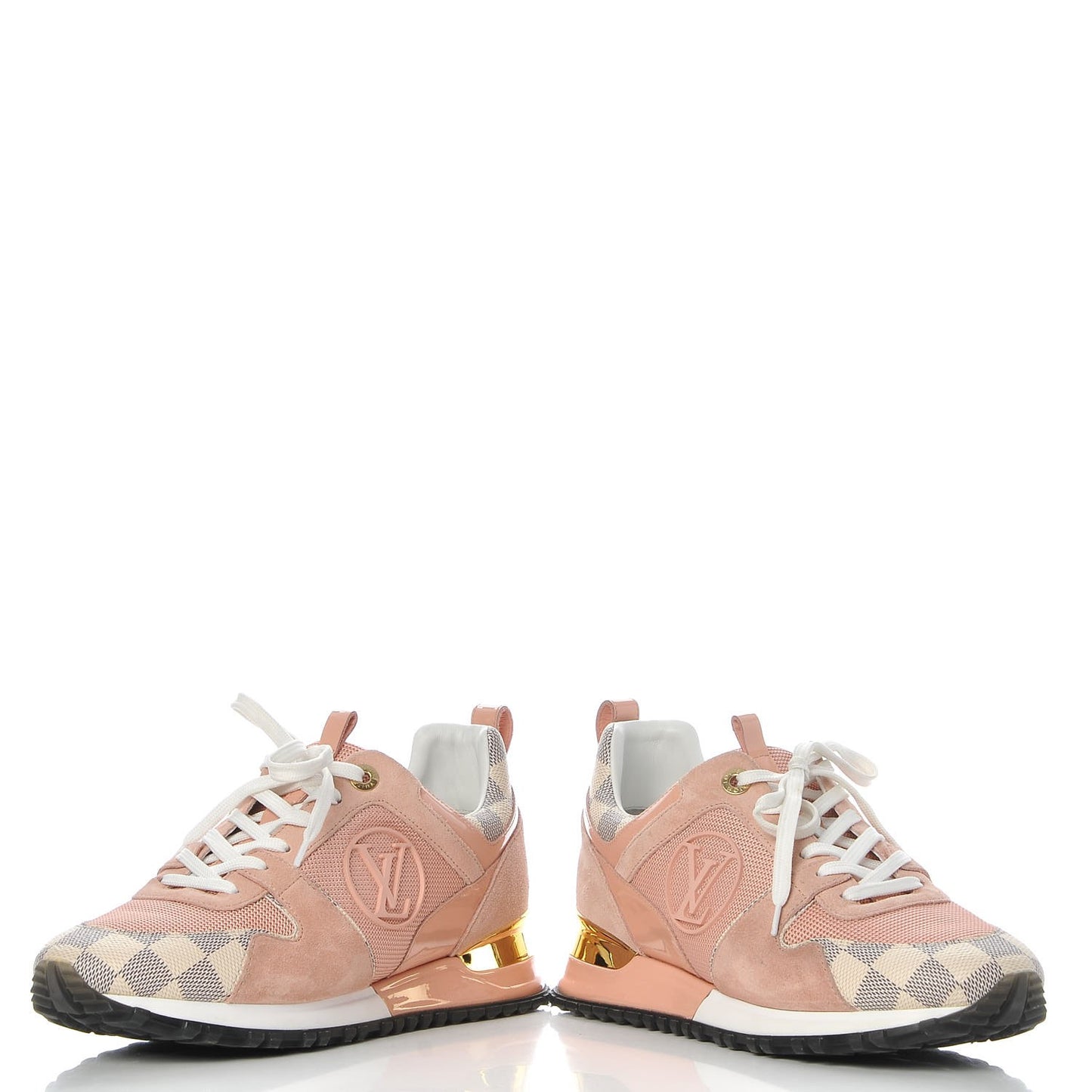 Suede Damier Azur Run Away Sneakers 38 Pink