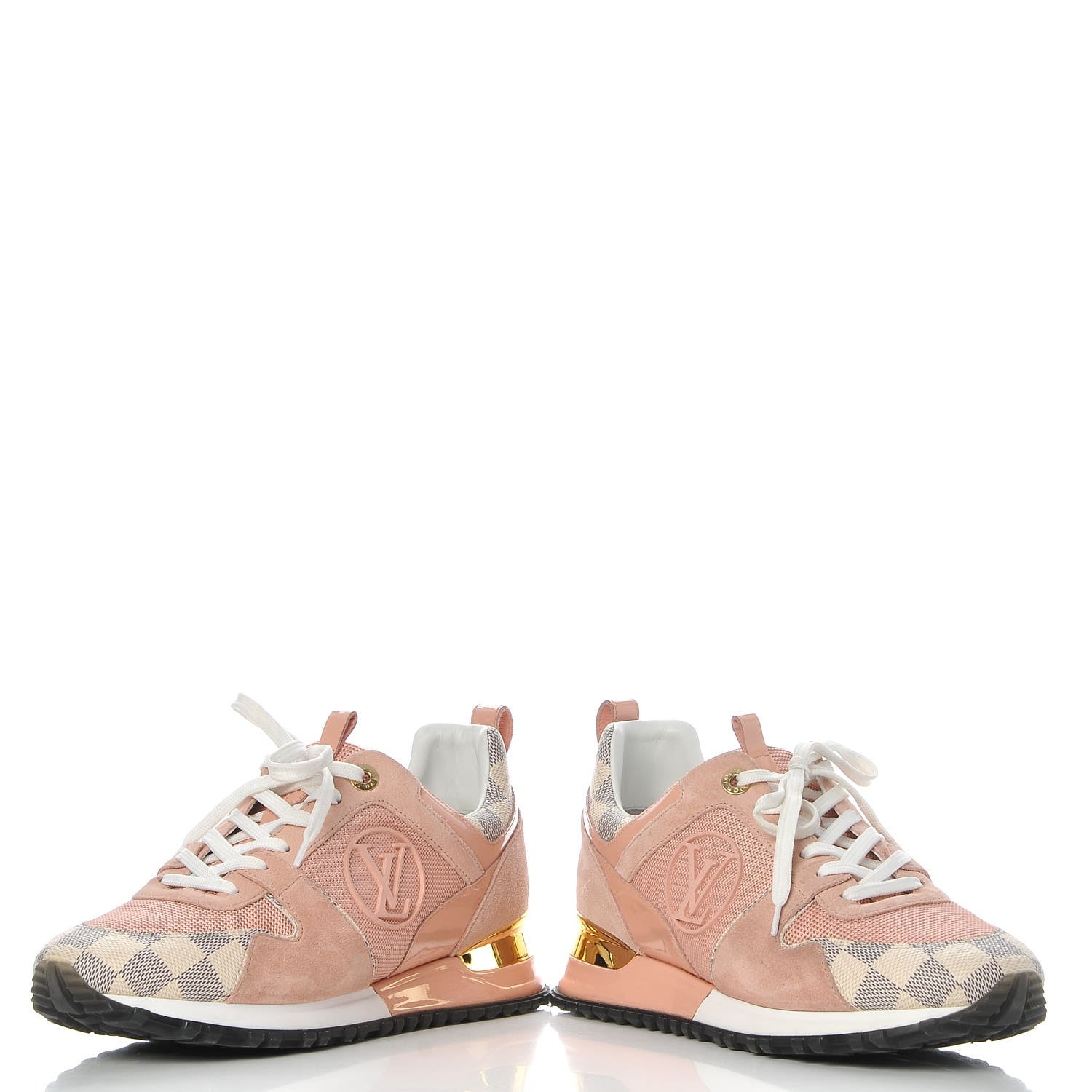 Louis Vuitton Suede Damier Azur Run Away Sneakers 38 Pink 5 of 12
