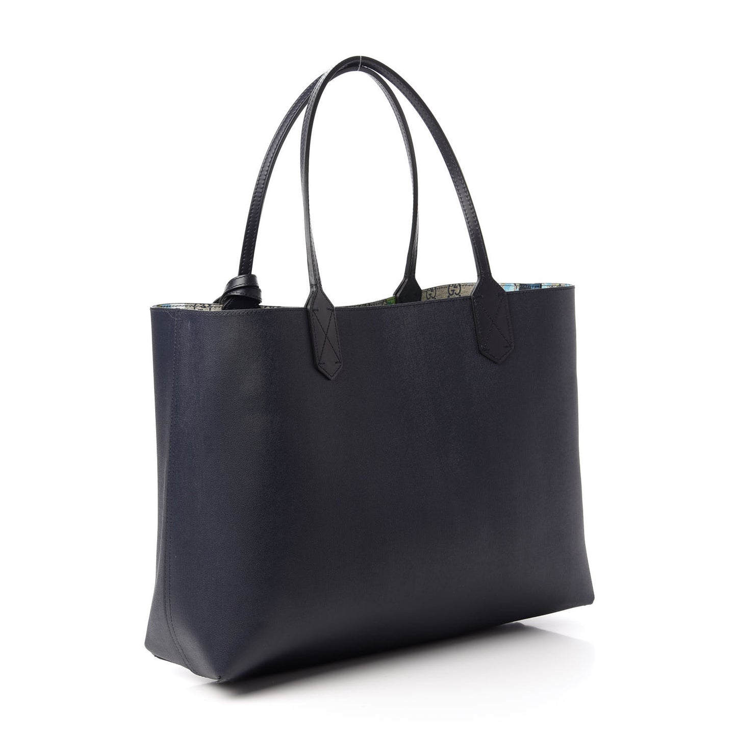 GG Supreme Monogram Blooms Medium Reversible Tote Beige Blue Navy