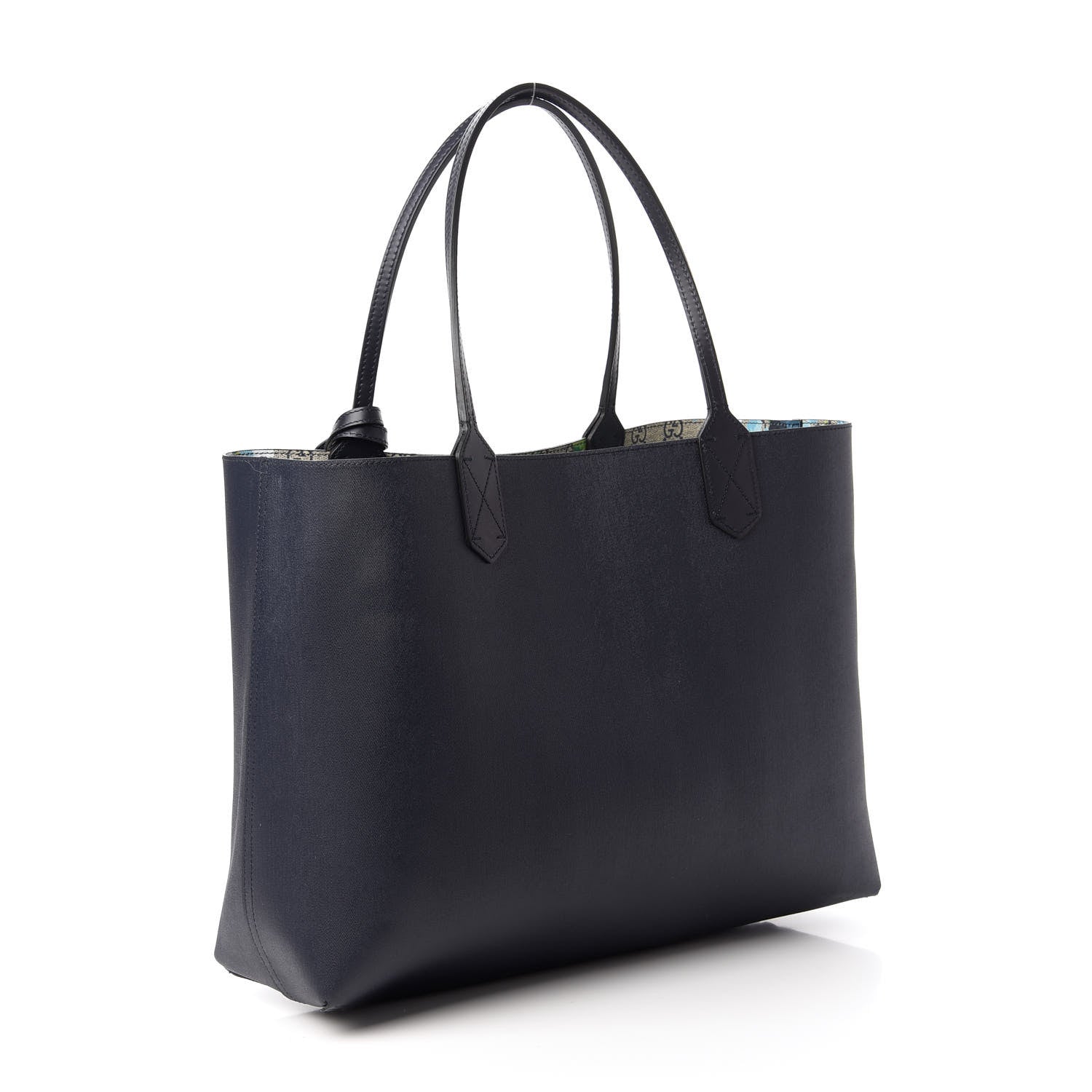 Gucci GG Supreme Monogram Blooms Medium Reversible Tote Beige Blue Navy 11 of 16