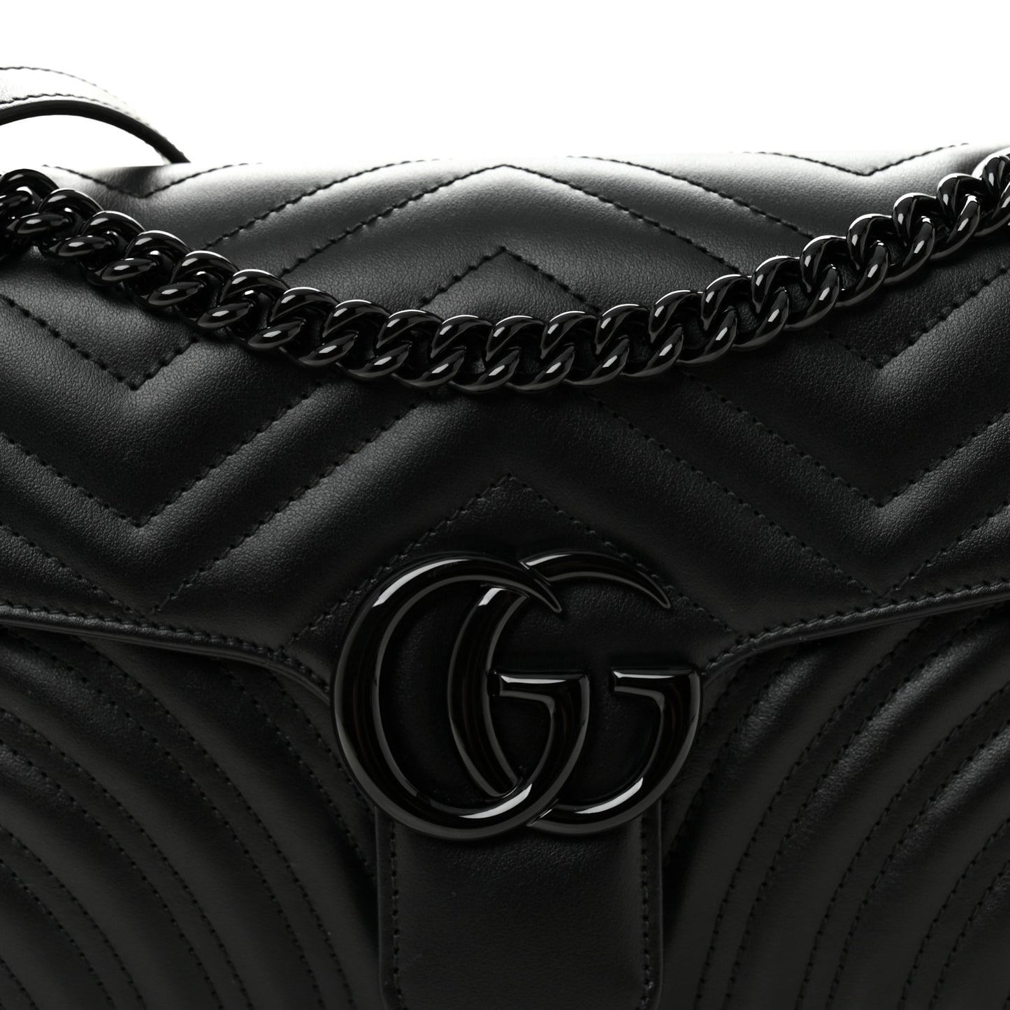 Calfskin Matelasse Monochrome Small GG Marmont Shoulder Bag Black