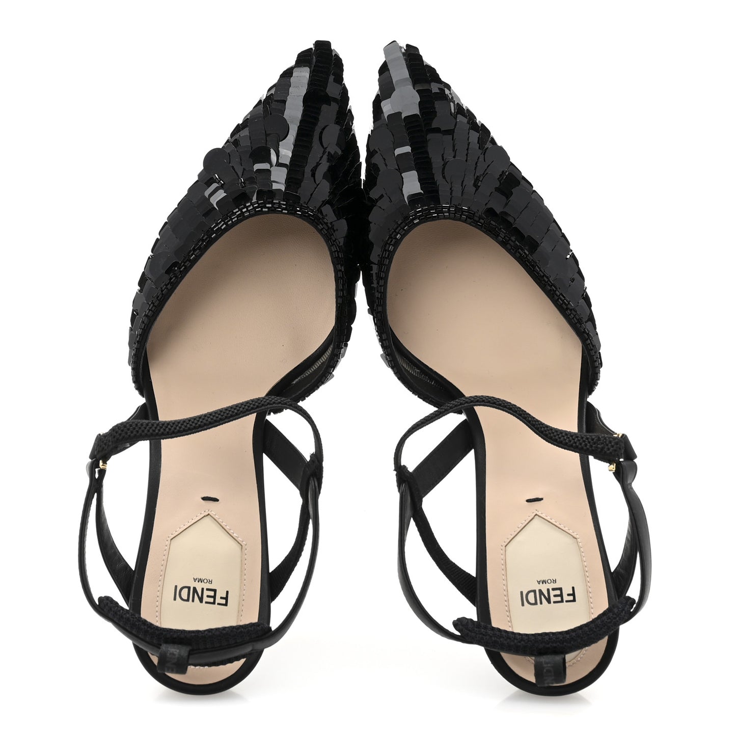 Organza Sequin Paillettes Colibri Lite 85mm Slingback Pumps 39 Black