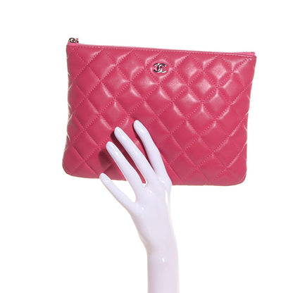 Chanel Lambskin Quilted Medium Cosmetic Case Dark Pink 2 of 8