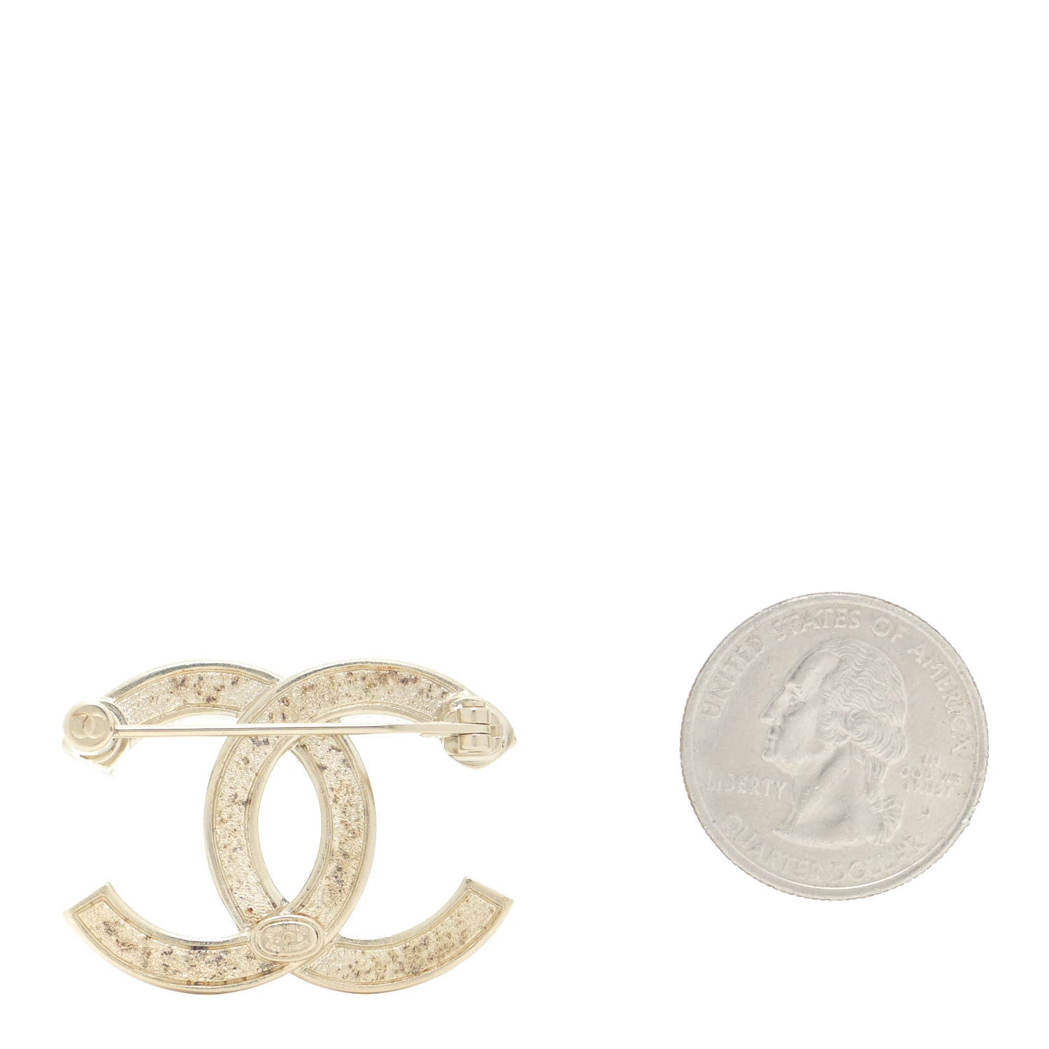 Chanel Crystal Chain CC Brooch Light Gold 2 of 6