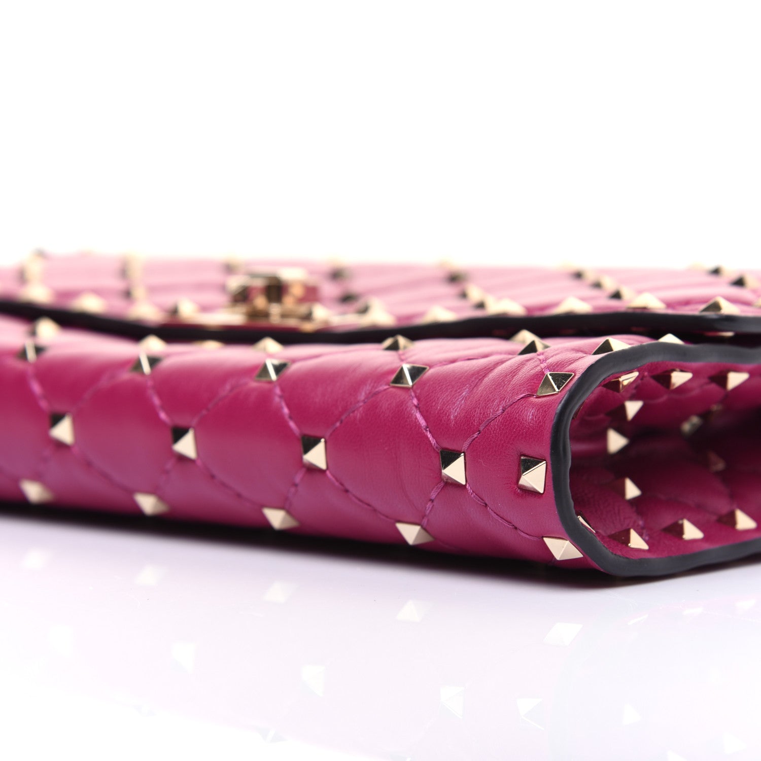 Valentino Garavani Nappa Rockstud Spike Wallet on Chain Raspberry 7 of 13