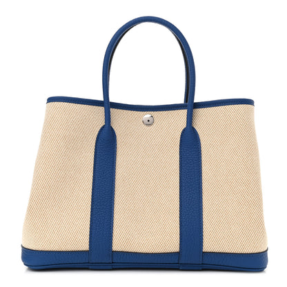 Hermes Twill H Negonda Garden Party 30 TPM Tote Ecru Desert Bleu France 1 of 11
