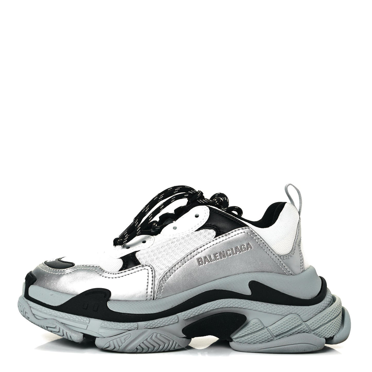 Metallic Fabric Mesh Mens Triple S Sneakers 39 Grey Dark Grey Black