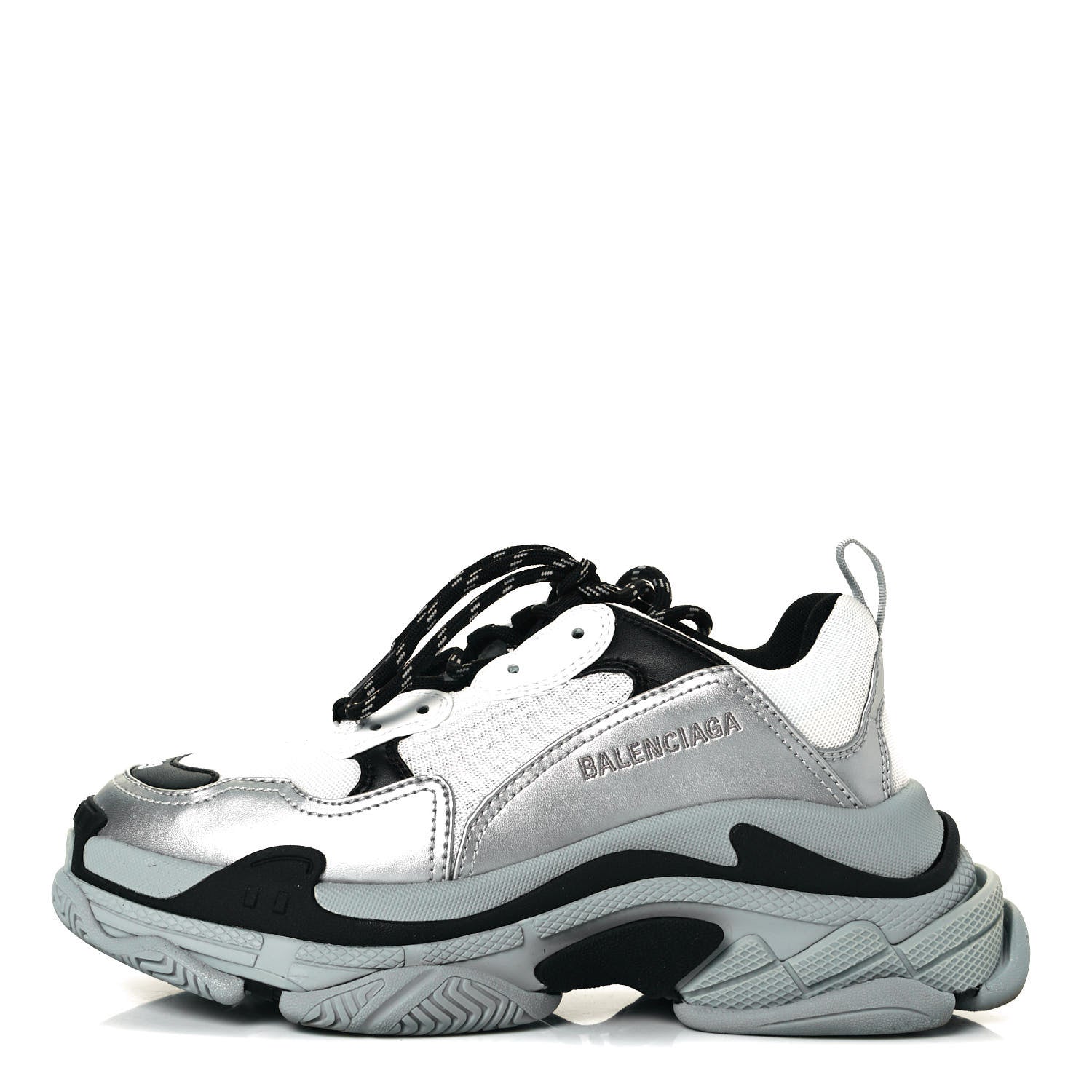 Balenciaga Metallic Fabric Mesh Mens Triple S Sneakers 39 Grey Dark Grey Black 1 of 11