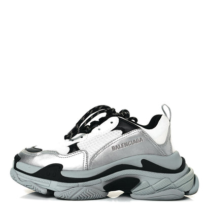 Balenciaga Metallic Fabric Mesh Mens Triple S Sneakers 39 Grey Dark Grey Black 1 of 11