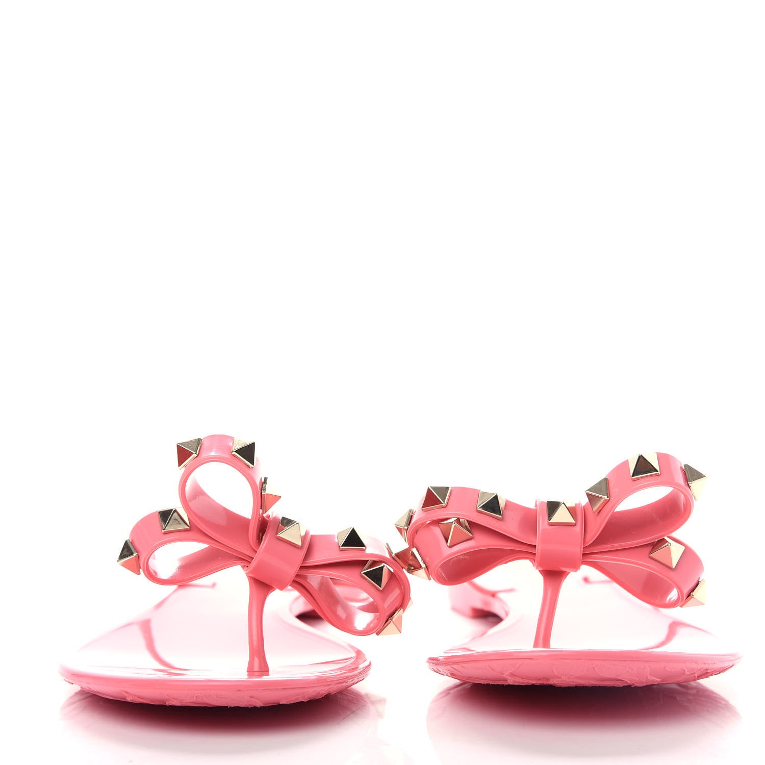 Valentino Garavani PVC Jelly Rockstud Bow Thong Sandals 37 Sweet Pink 2 of 10