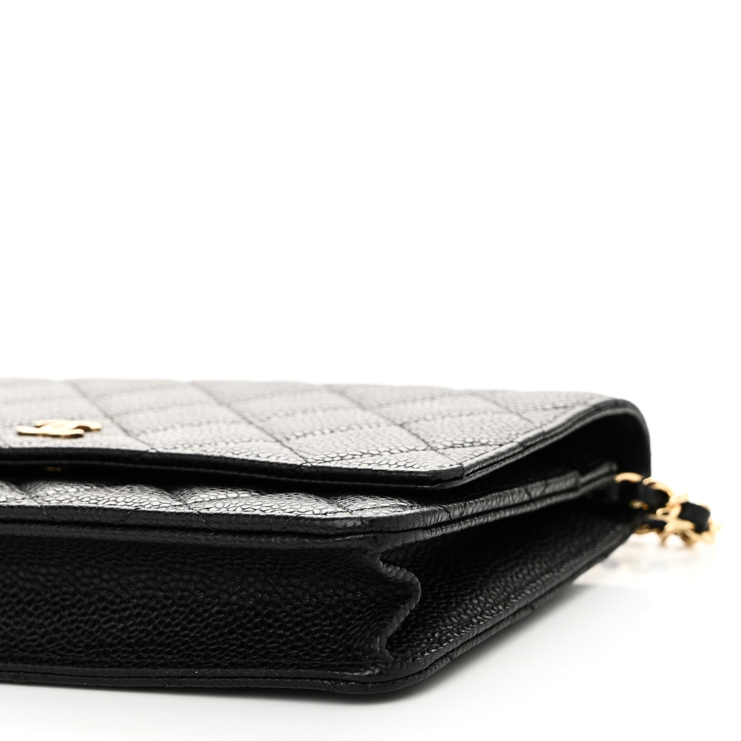 Caviar Quilted Wallet on Chain WOC Black