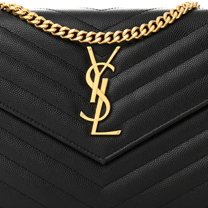 Saint Laurent Grain De Poudre Matelasse Chevron Monogram Chain Wallet Black 8 of 11