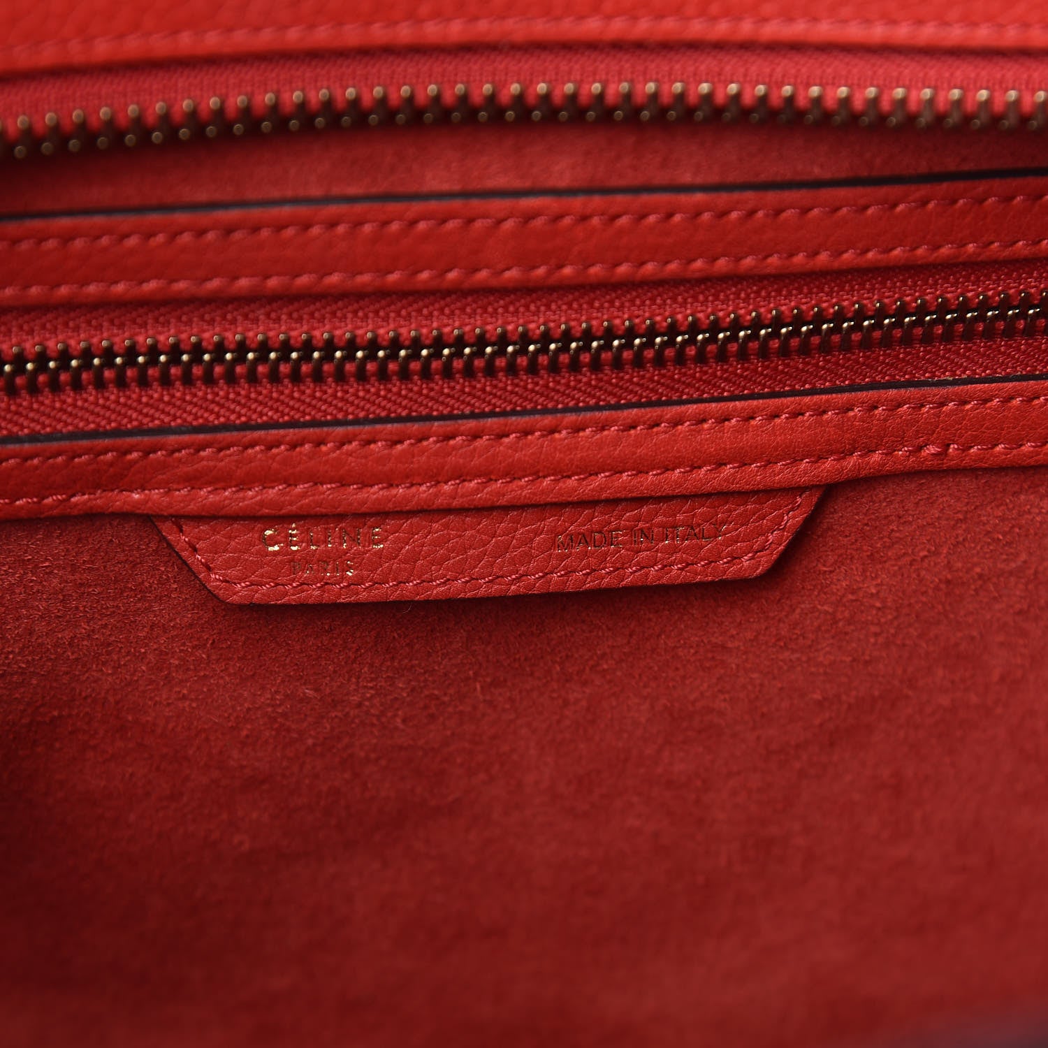 Celine Drummed Calfskin Mini Luggage Red 6 of 10