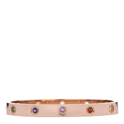 Cartier 18K Pink Gold Sapphire Garnet Amethyst LOVE Bracelet 16 2 of 10