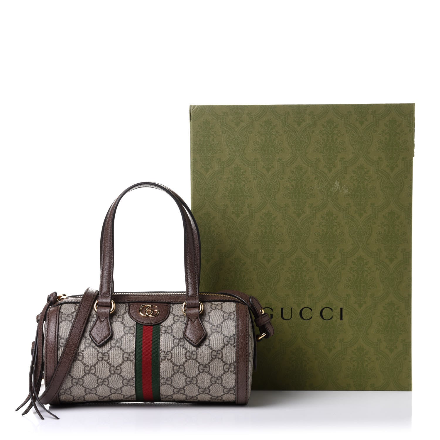 Gucci GG Supreme Monogram Web Small Ophidia Boston Bag Beige New Acero 11 of 11