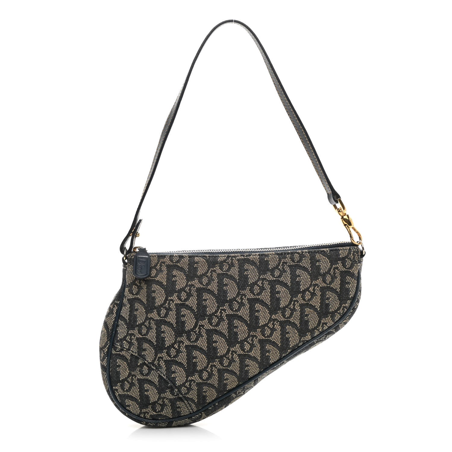 Christian Dior Monogram Mini Saddle Pochette Navy 1 of 12