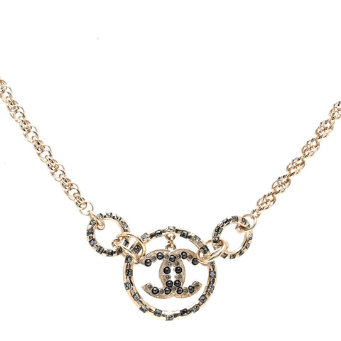 Pearl CC Chain Short Necklace Gold Purple Grey