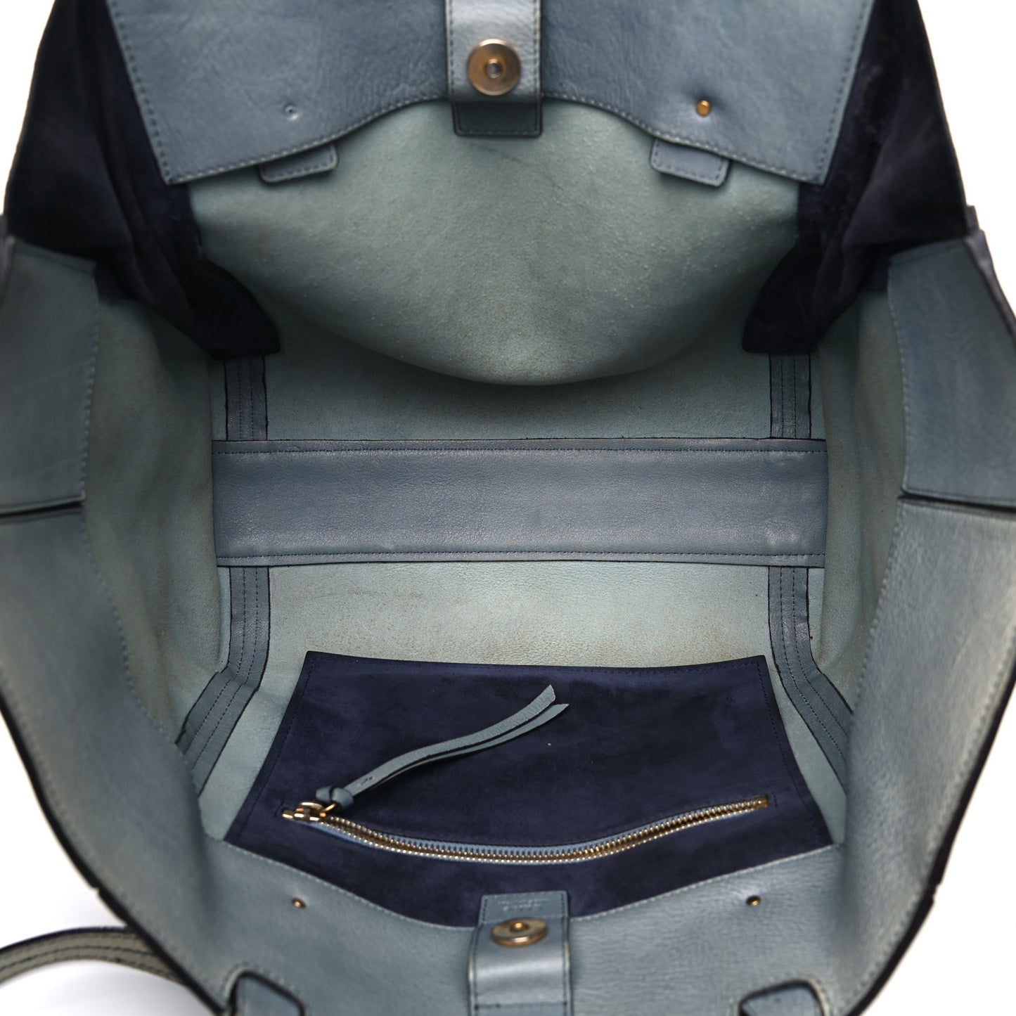 Smooth Calfskin Medium Milo Shopping Tote Cloudy Blue