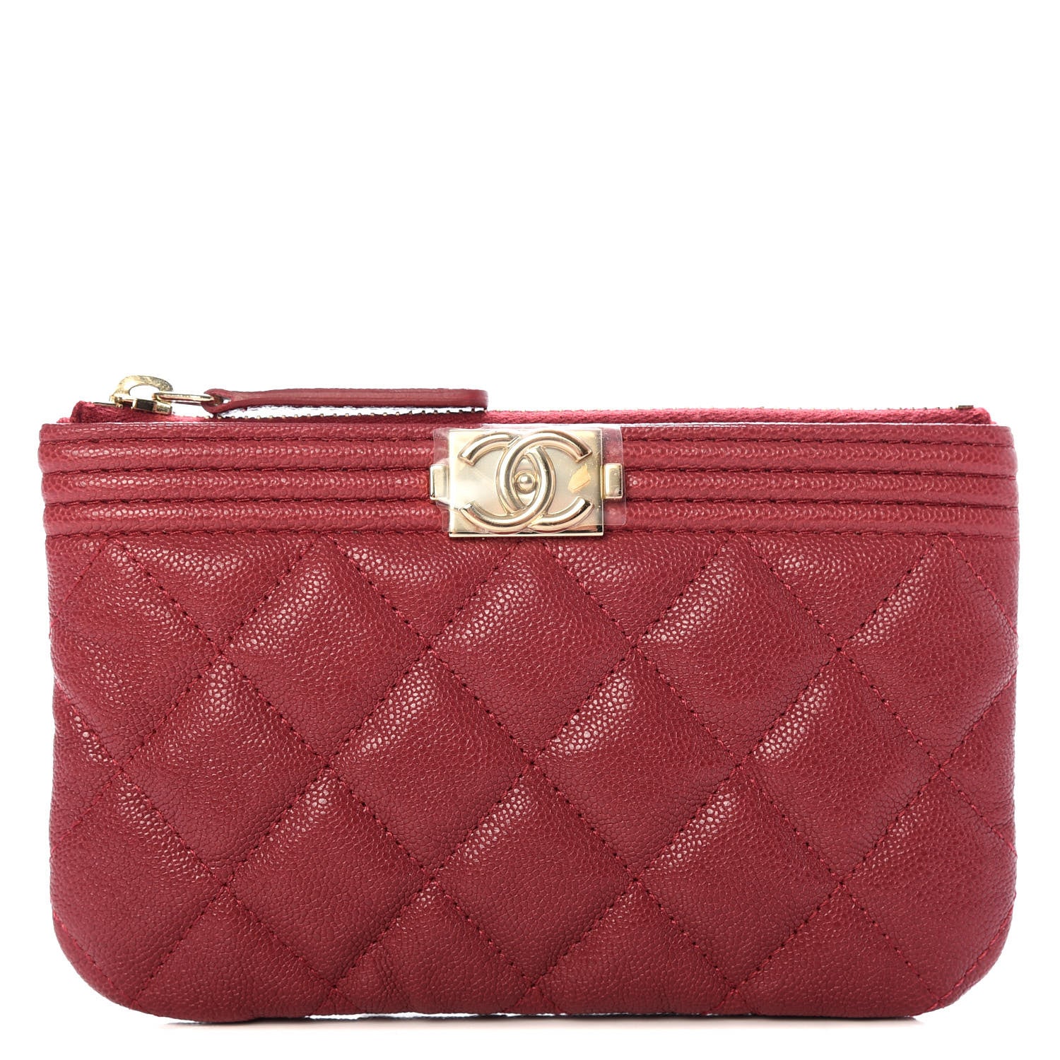 Chanel Caviar Quilted Zipped Boy Pouch Red 1 of 7