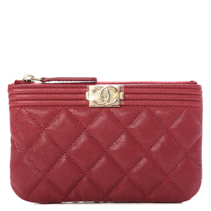 Chanel Caviar Quilted Zipped Boy Pouch Red 1 of 7