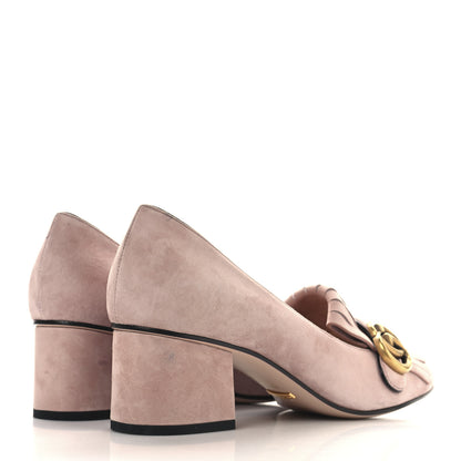 Gucci Kid Scamosciato GG Marmont Fringe 50mm Loafer Pumps 39.5 Crystal Pink 5 of 12