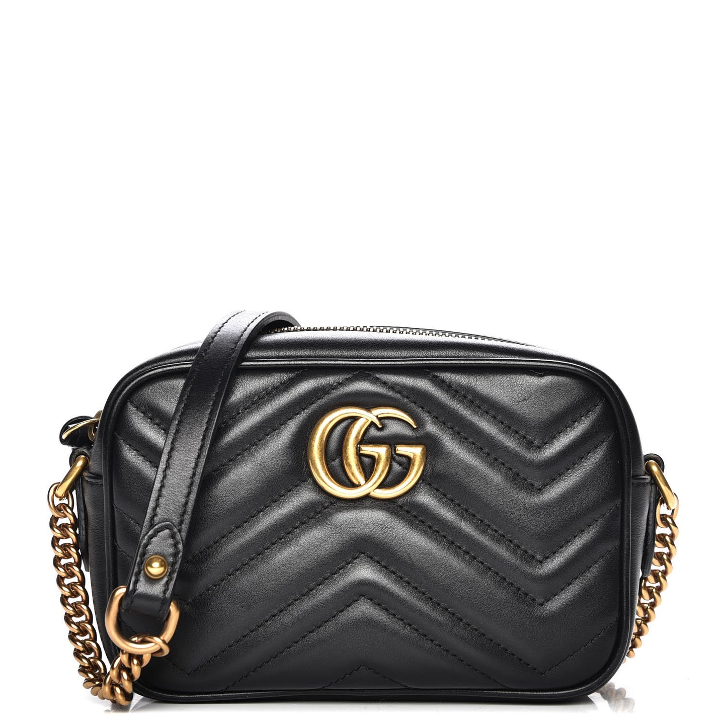 Calfskin Matelasse Mini GG Marmont Chain Shoulder Bag Black