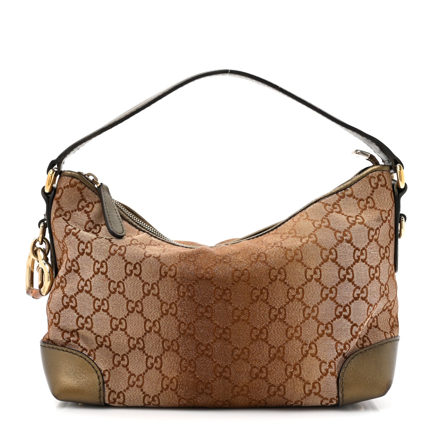 Monogram Lurex Small Heart Bit Charm Hobo Bronze