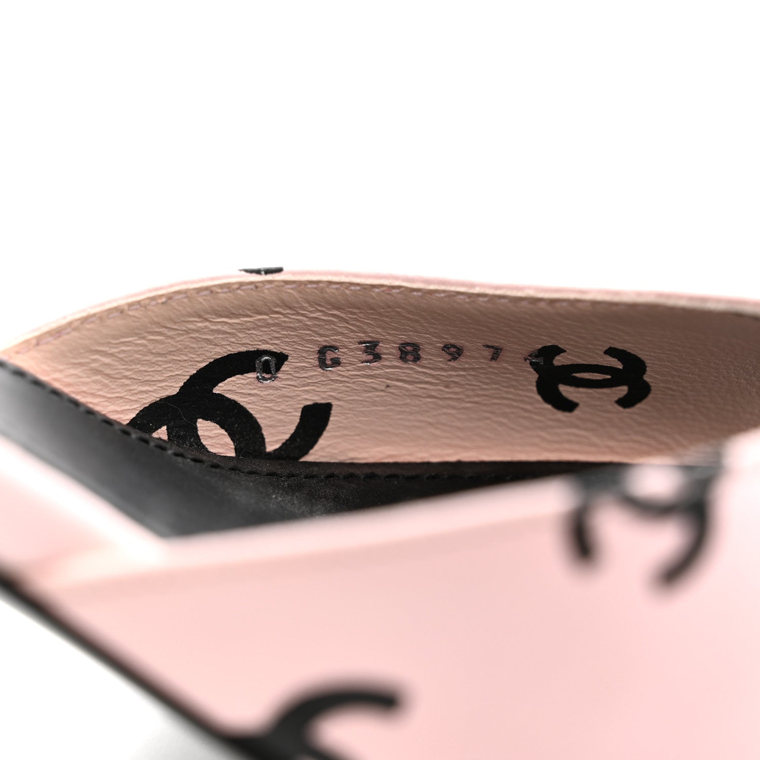 Chanel Printed Lambskin Coco Beach Sandals 37.5 Light Pink Black 9 of 10