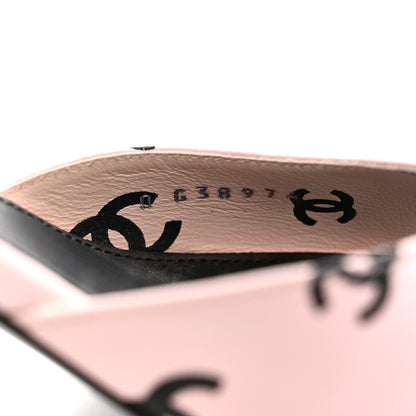 Chanel Printed Lambskin Coco Beach Sandals 37.5 Light Pink Black 9 of 10