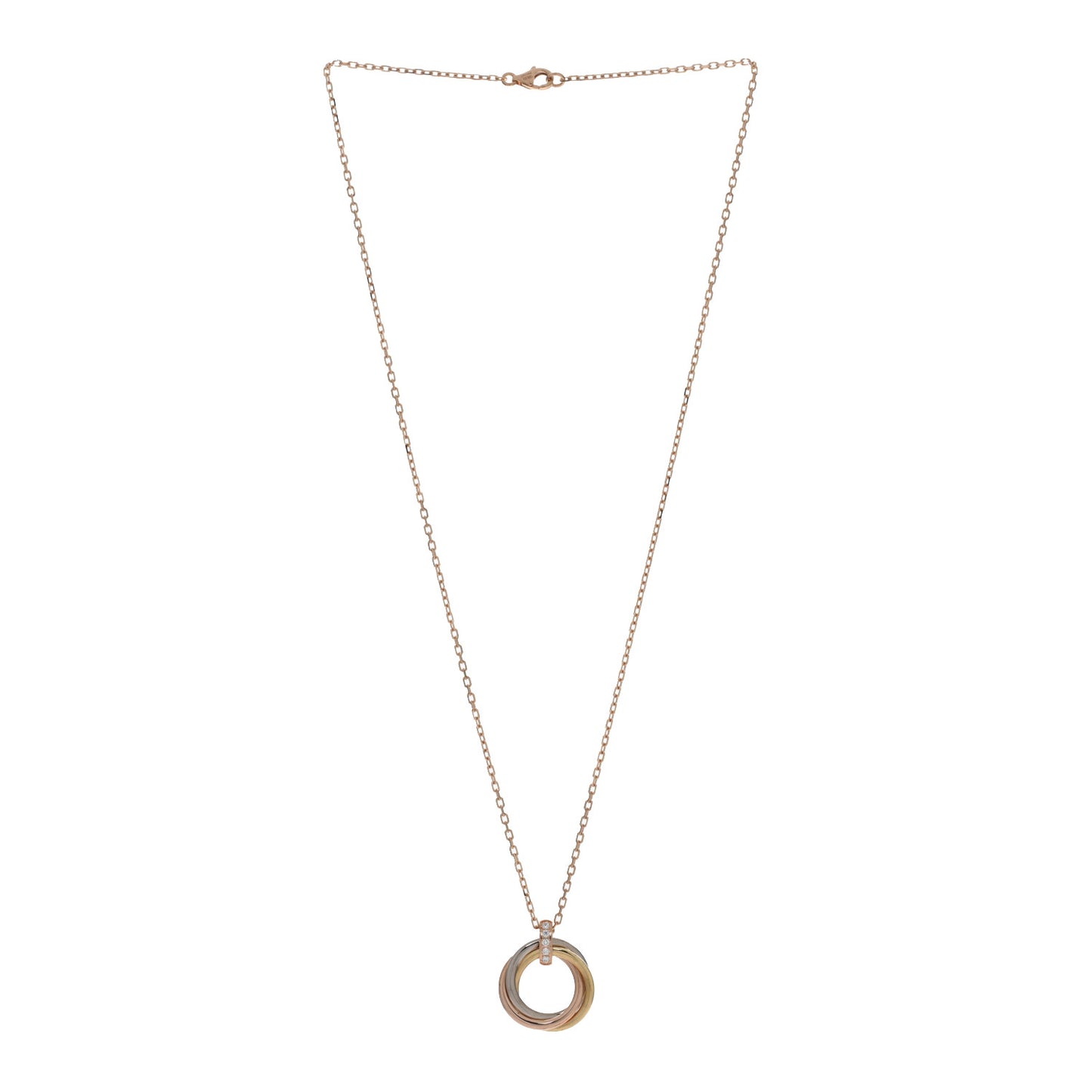 18K Pink White Yellow Gold Diamond Trinity Pendant Necklace