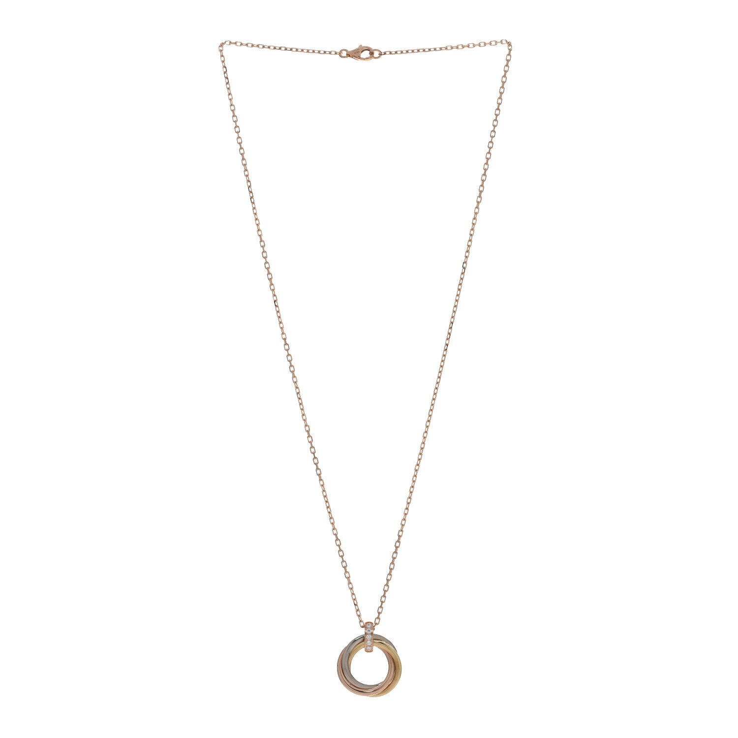 Cartier 18K Pink White Yellow Gold Diamond Trinity Pendant Necklace 3 of 5