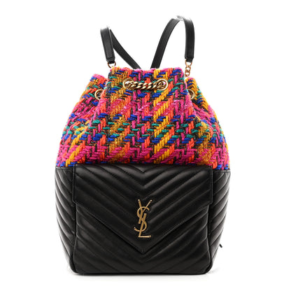 Saint Laurent Tweed Lambskin Matelasse Monogram Joe Backpack Black Rosso Multicolor 1 of 8