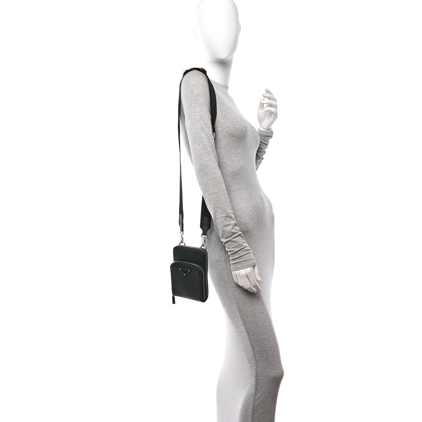 Saffiano Phone Crossbody Pouch Black