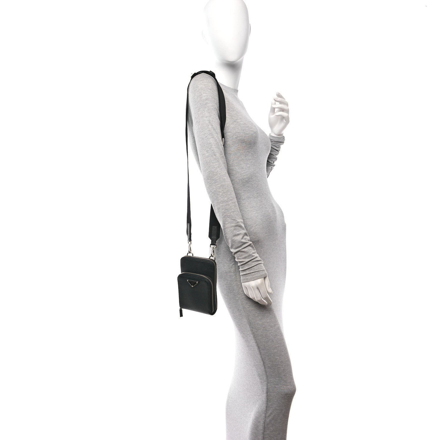 Prada Saffiano Phone Crossbody Pouch Black 2 of 9