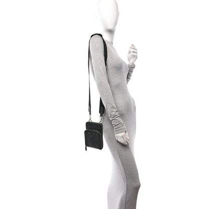 Prada Saffiano Phone Crossbody Pouch Black 2 of 9