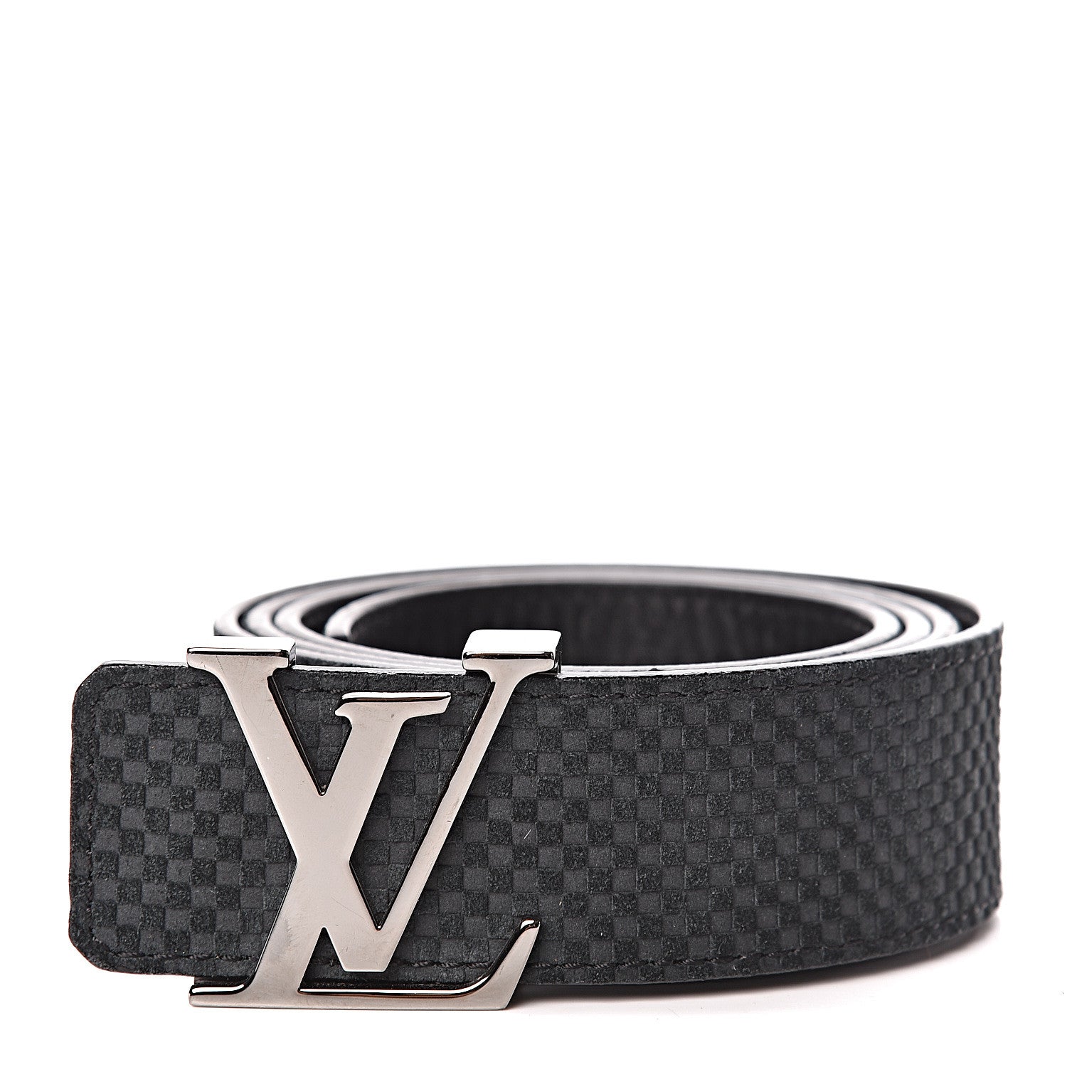 Louis Vuitton Suede Calfskin Mini Damier 40mm LV Initiales Belt 100 40 Black 1 of 6