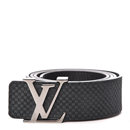 Louis Vuitton Suede Calfskin Mini Damier 40mm LV Initiales Belt 100 40 Black 1 of 6