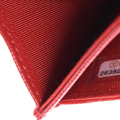 Chanel Caviar Quilted Flap Card Holder Wallet Red 7 of 8