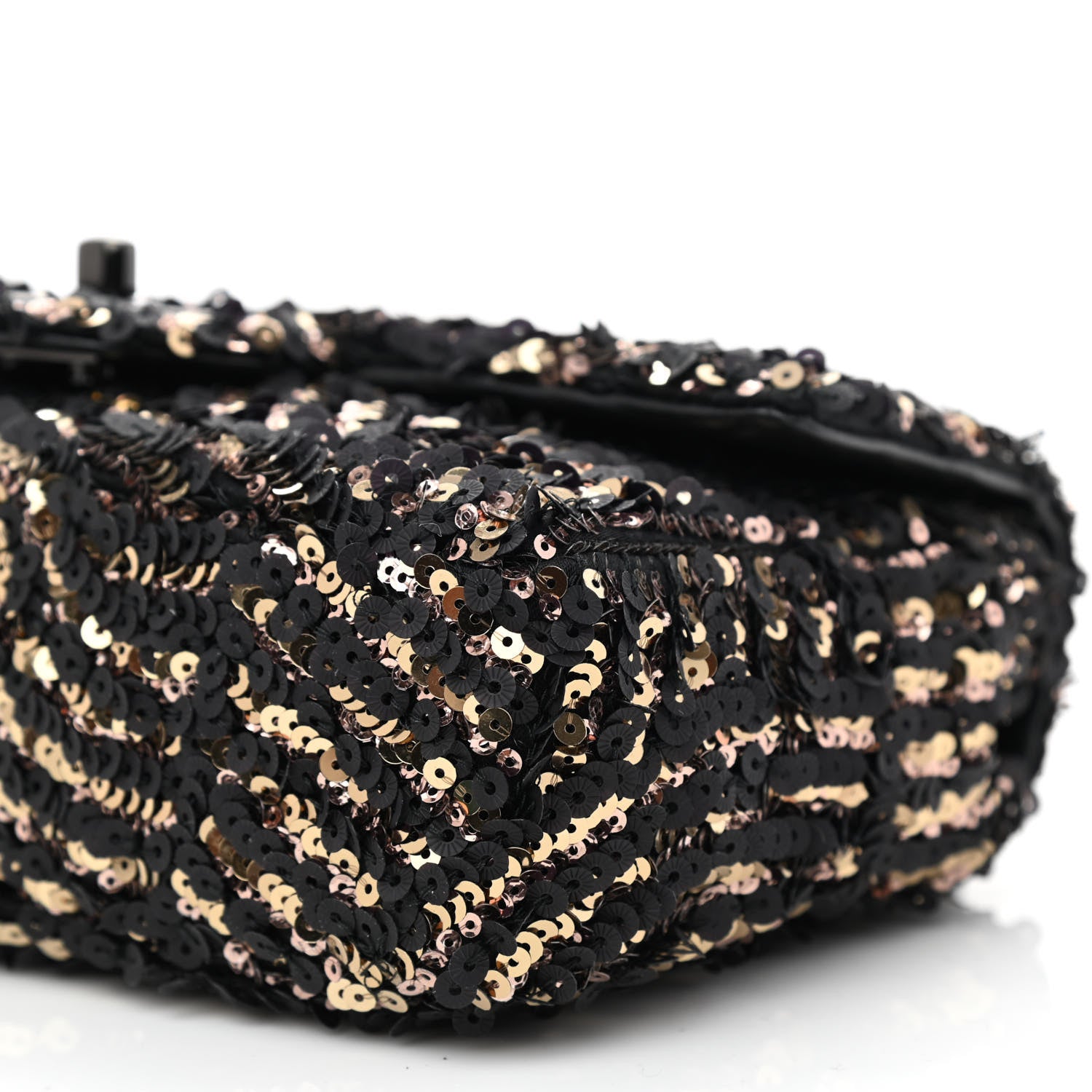 Chanel Sequin Mini Rectangular Flap Black Gold 10 of 10