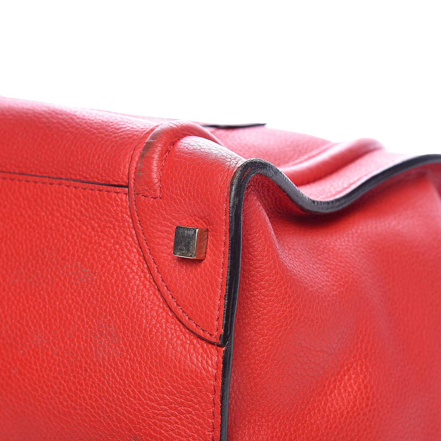 Drummed Calfskin Mini Luggage Red