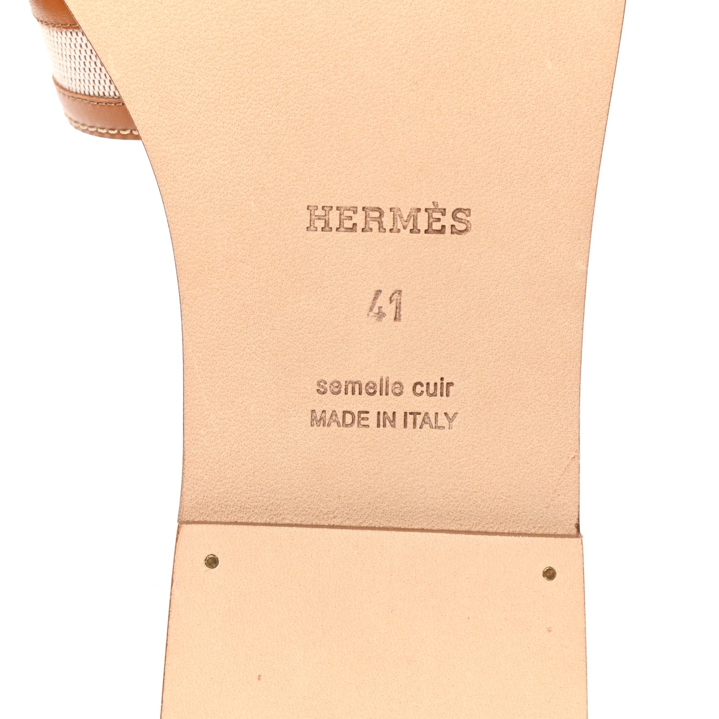 Calfskin Canvas Oran Sandals 41 Noisette Beige Dore