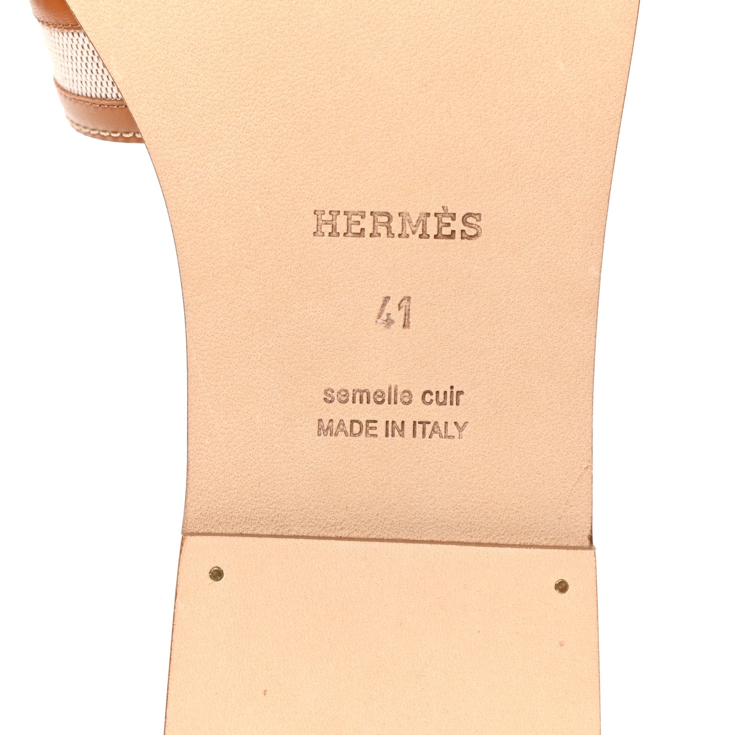 Hermes Calfskin Canvas Oran Sandals 41 Noisette Beige Dore 8 of 9