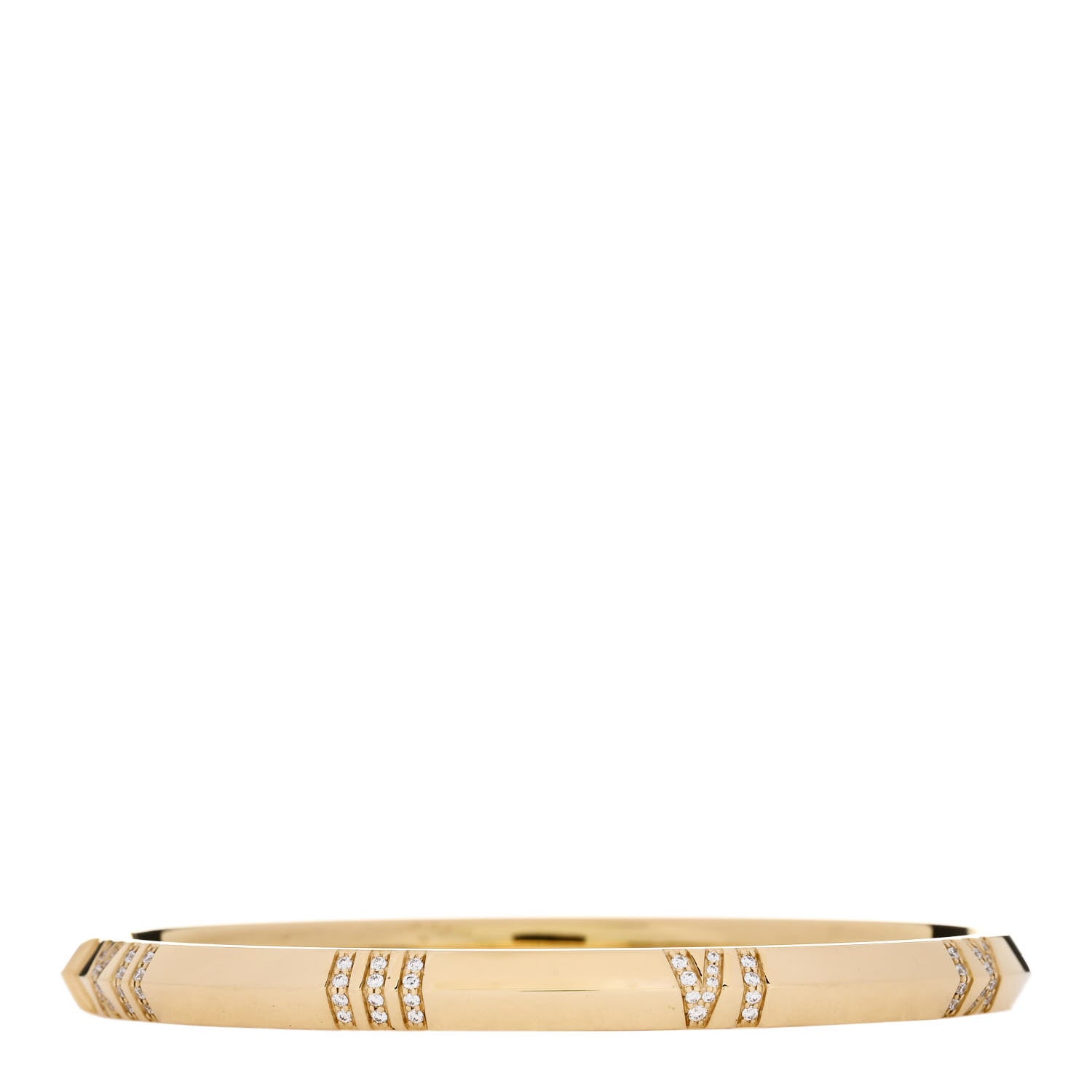 Tiffany 18K Yellow Gold Diamond Atlas Closed Narrow Hinged Bangle Bracelet 2 of 4